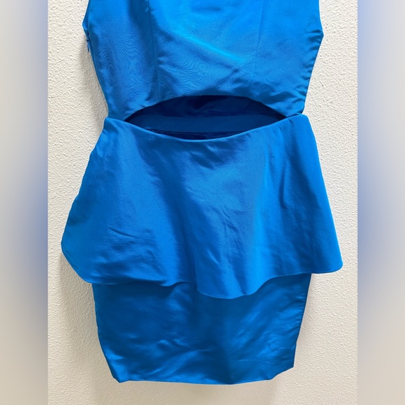 Katie Ermilio Wrapped Peplum Silk Mini Dress Sleeveless Back Keyhole Side Zip 4 - Picture 6 of 9